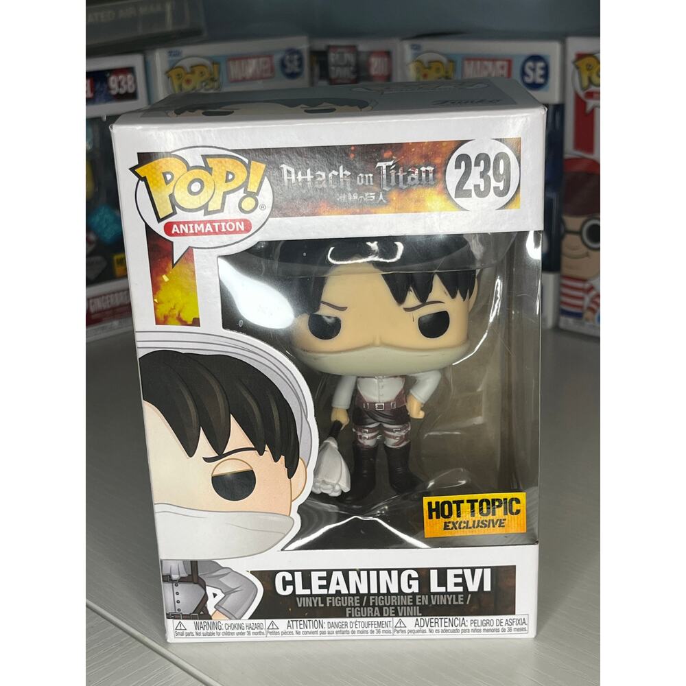 Attack on Titan Cleaning Levi Hot Topic Exclusive Funko Pop! with Pop Protector